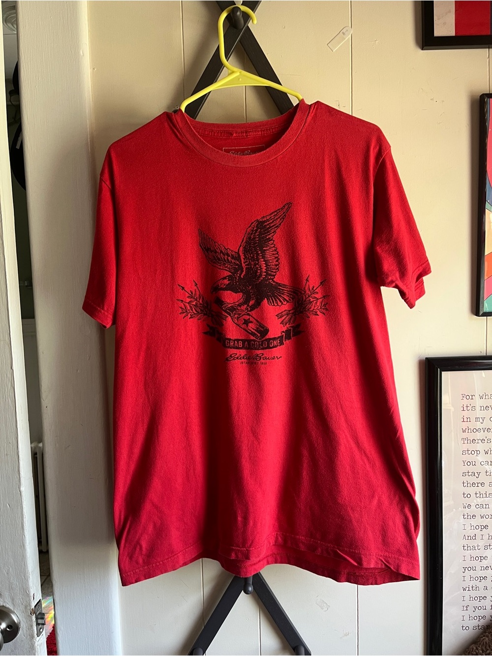 Eddie Bauer Red Short-Sleeve Tee with Black Eagle Graphic